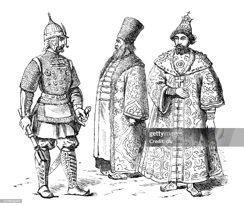 Traditional Russian dress, 15th and 16th century, warrior, official, Czar