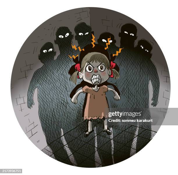 child abuse - different generations stock illustrations