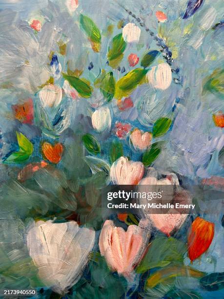 flower painting using soft pastel colours - flower stand stock illustrations