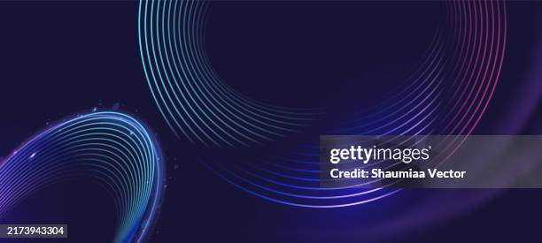 abstract glowing dark blue geometric circle shape technology futuristic background - long exposure stock illustrations
