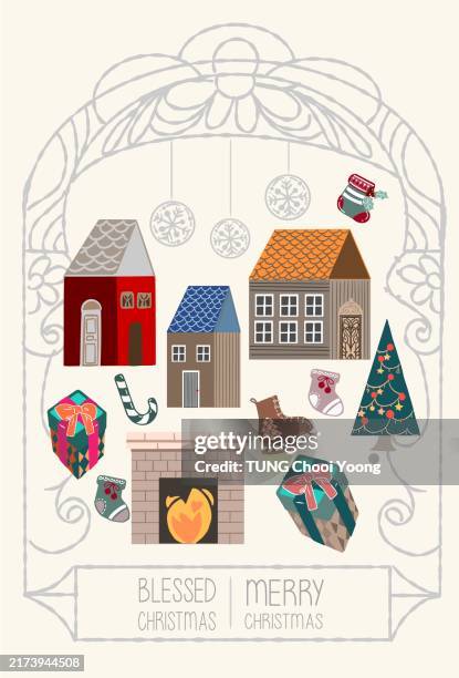 christmas decorations icons and vectors - christmas tree farm stock illustrations