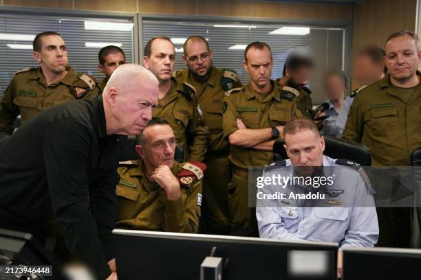 Israeli Defense Minister Yoav Gallant, Israel Air Force Commander Major General Tomer Bar and senior Israeli Air Force officials visit the IAF...
