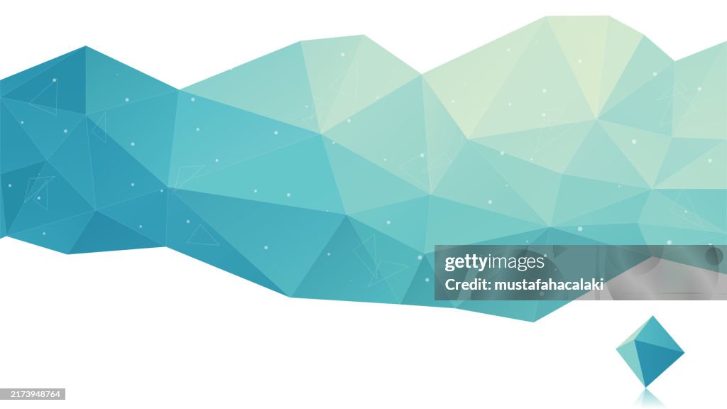 Turquoise polygonal background with octahedron