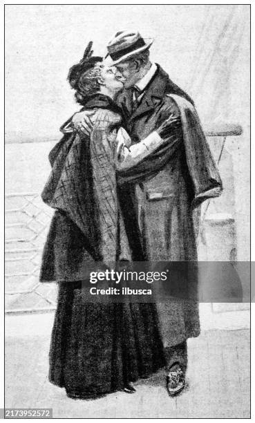 antique image: kiss - kissing stock illustrations