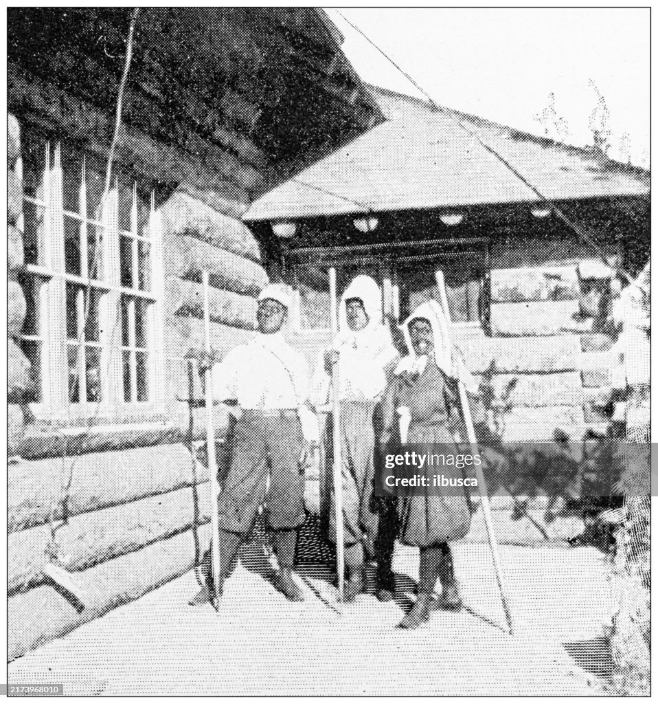 Antique image: Mountain climbing on Mount Hood