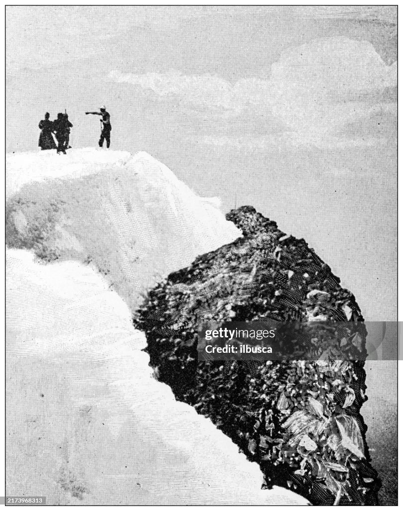Antique image: Mountain climbing on Mount Hood