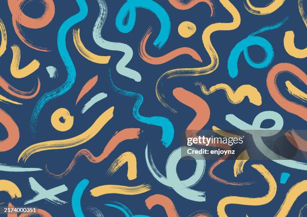 bildbanksillustrationer, clip art samt tecknat material och ikoner med fun colorful seamless scribble pattern background - flerfärgad bakgrund