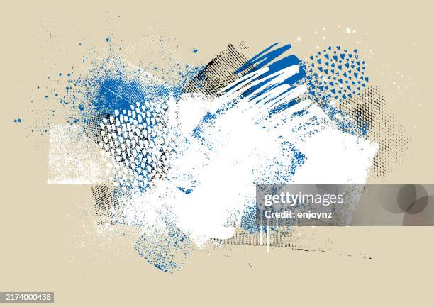 grunge-farbe strukturierter vektor-farbspritzer - kunstgemälde stock-grafiken, -clipart, -cartoons und -symbole