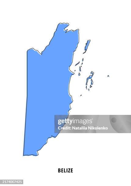 belize - blue sketch map. stylized simple outline map, icon. - belize vacation stock illustrations
