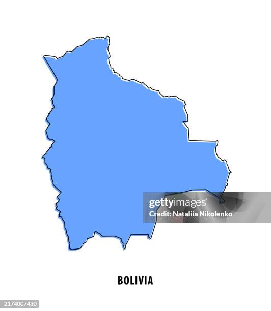bolivia - blue sketch map. stylized simple outline map, icon. - mexico border stock illustrations