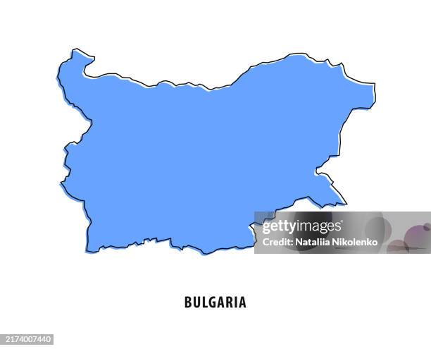 bulgaria - blue sketch map. stylized simple outline map, icon. - sofia stock illustrations