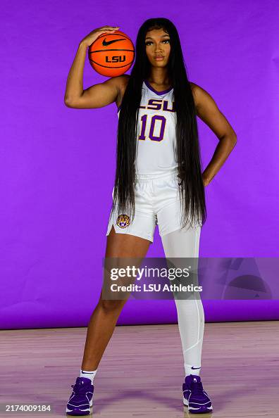 Angel Reese of the LSU Tigers poses for a portrait during media day ...