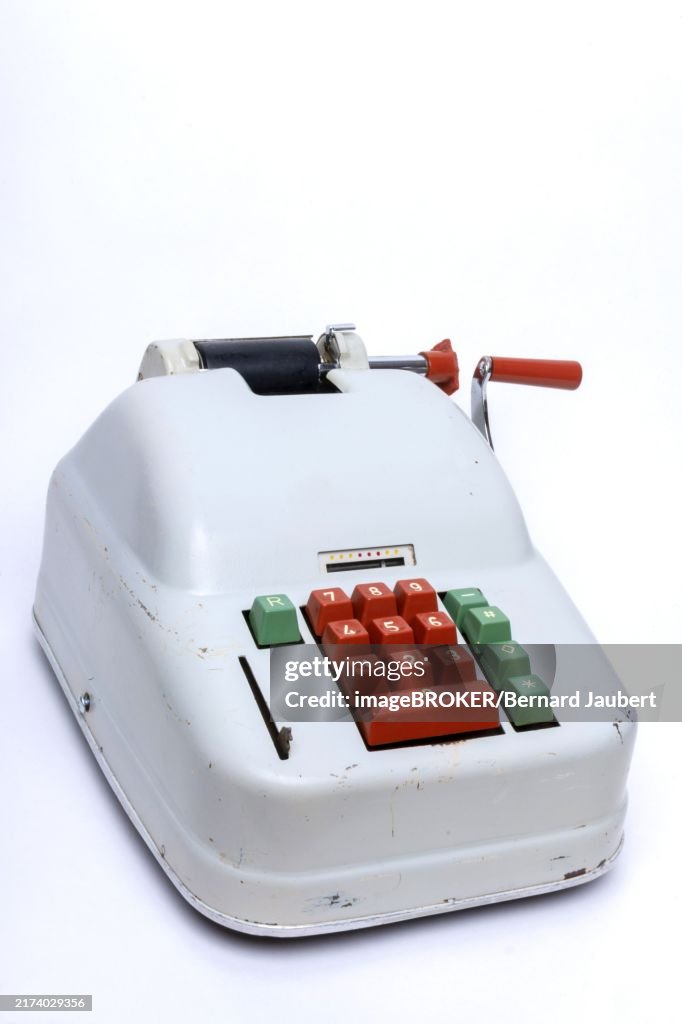 Old Calculating Machine Calculator Historic Metallic Manual Studioshot ...