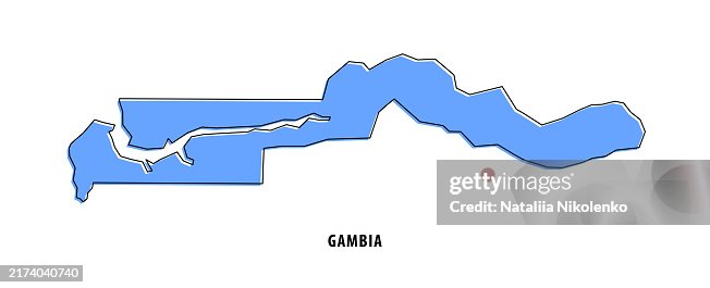 Gambia - Blue Sketch Map. Stylized Simple Outline Map, Icon. Gambia - Blue Sketch Map. Stylized Simple Outline Map, Icon.