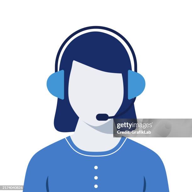 bildbanksillustrationer, clip art samt tecknat material och ikoner med call center agent flat avatar customer service support woman technical support - kundservicerepresentant
