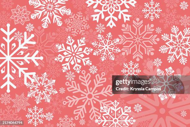 festive snowflake christmas on coral pink background - merry christmas frame stock pictures, royalty-free photos & images
