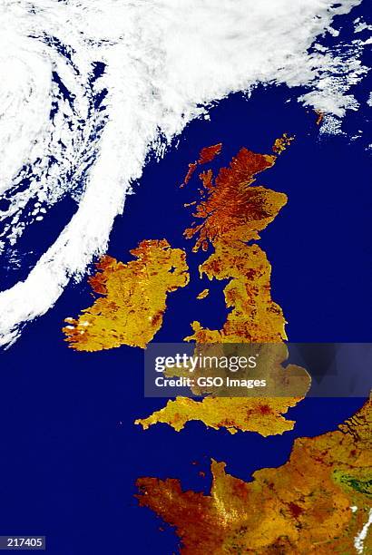 satellite map of great britain - satellite image stock pictures, royalty-free photos & images