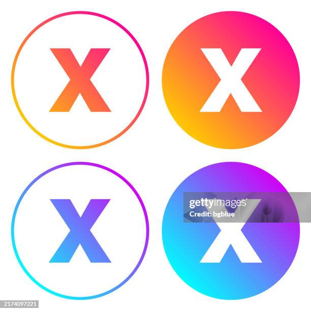 ilustrações de stock, clip art, desenhos animados e ícones de letter x. round icons with color gradients - letra x