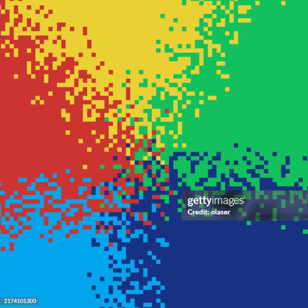 pixelated square shapes multicolor background - solid colour background stock illustrations
