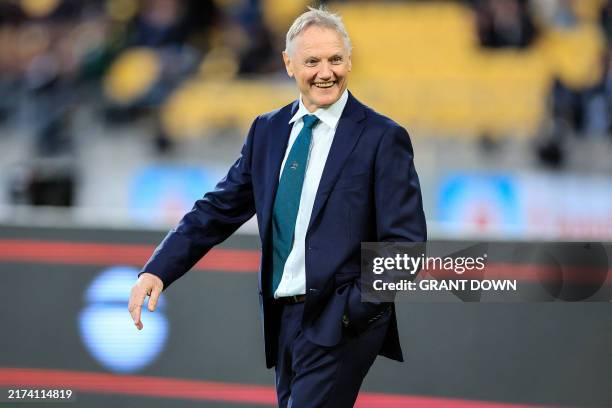 Australia's head coach Joe Schmidt reacts prior to The Rugby Championship and Bledisloe Cup match between New Zealand All Blacks and Australia...