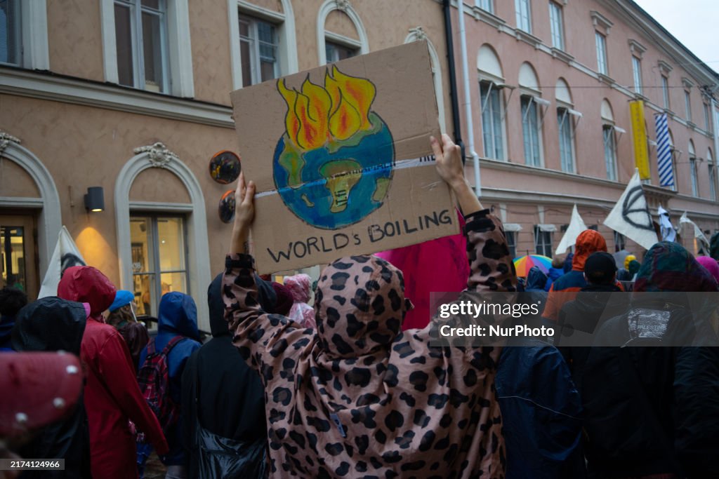 Environmental Protest For Climate Action In Helsinki, Finland