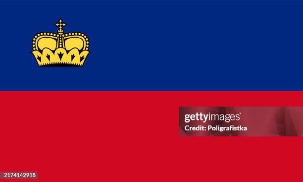 vector flag of liechtenstein - liechtenstein flag stock illustrations