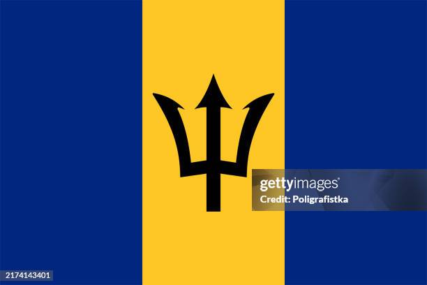 ilustrações, clipart, desenhos animados e ícones de vector flag of barbados - bandeira de barbados