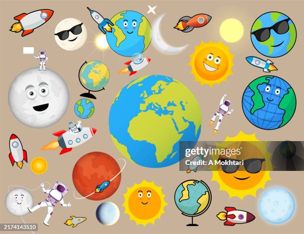 astronomy element set. - mars exploration stock illustrations