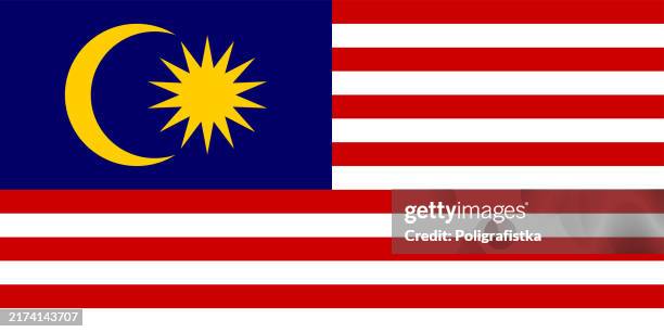 vector flag of malaysia - malaysian flag stock illustrations
