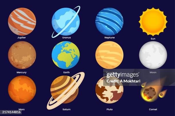 planeten und sonne. - mars planet stock-grafiken, -clipart, -cartoons und -symbole