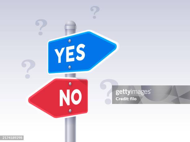 yes and no crossroads choice decisions direction arrow sign - helping cross road stock illustrations