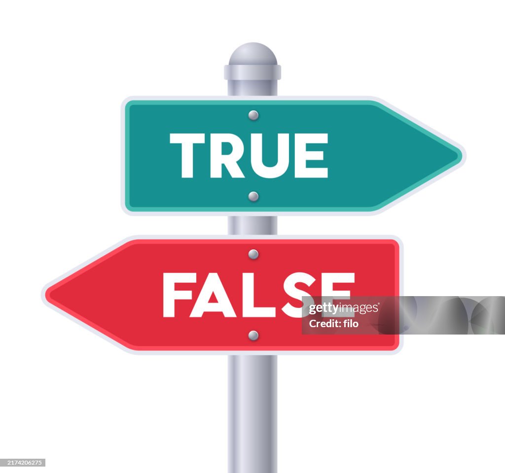 True and False Crossroads Choice Decisions Direction Arrow Sign