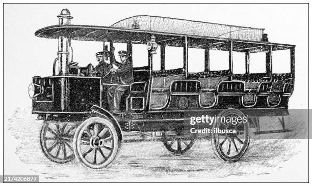 antique image: petroleum motor excursion wagon - history stock illustrations