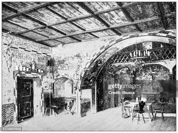 bildbanksillustrationer, clip art samt tecknat material och ikoner med antique image: tyrol, dining room, klausen - delstaten tyrolen