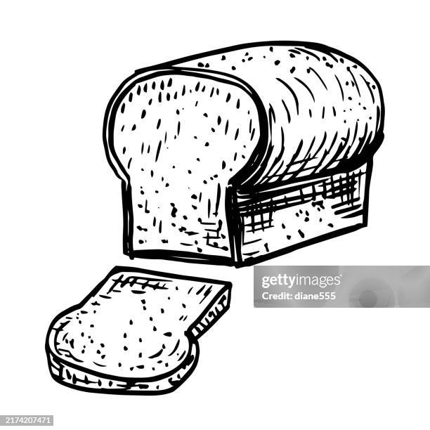 homemade bread line art on a transparent background - sourdough bread stock illustrations