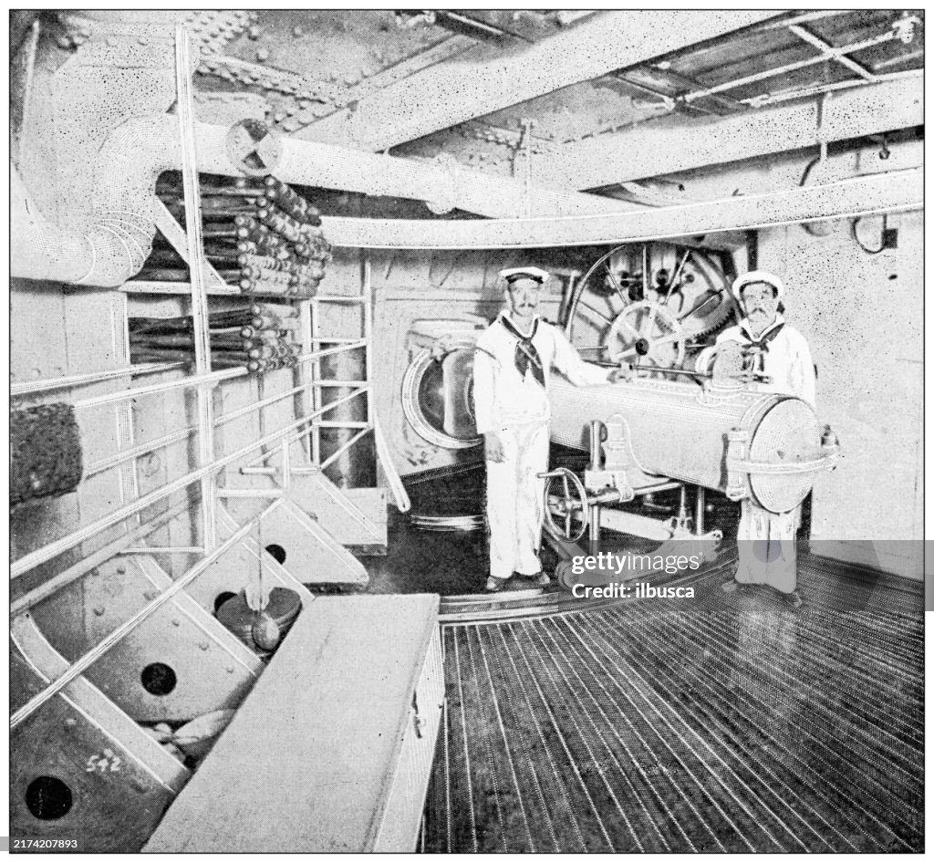 Antique image: Battleship construction industry, Torpedo tube