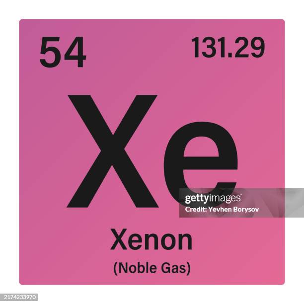 xenon icon with information of periodic table of elements - gás nobre imagens e fotografias de stock