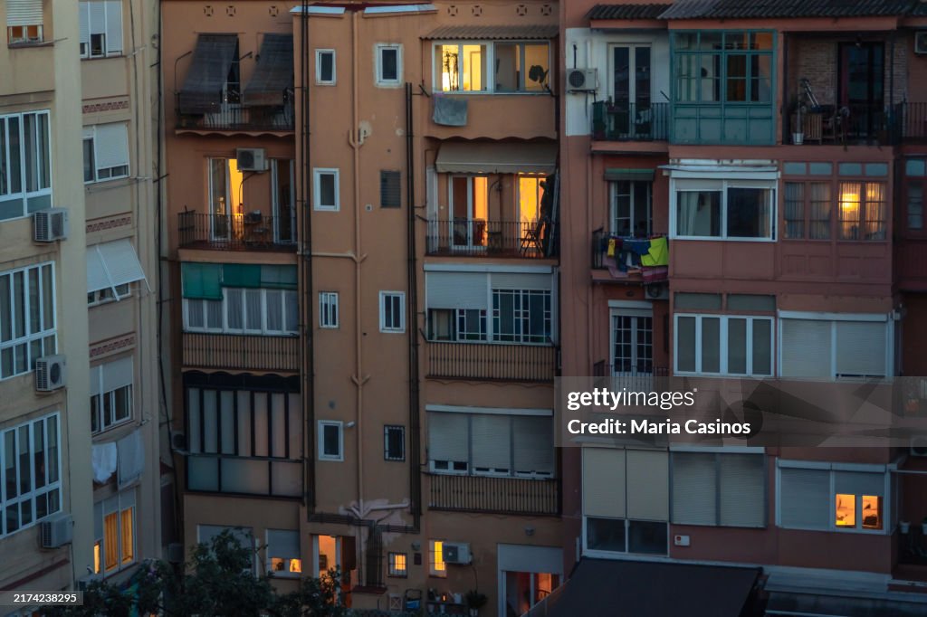Night in residential block Barcelona