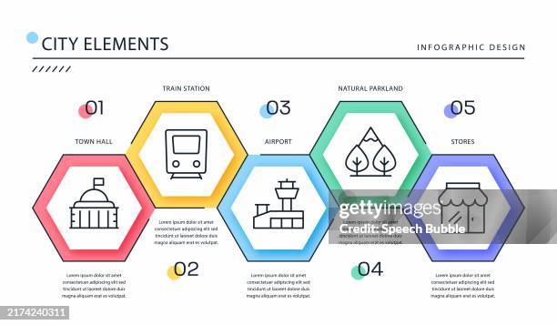city elements infographic template. - tree progression icons stock illustrations