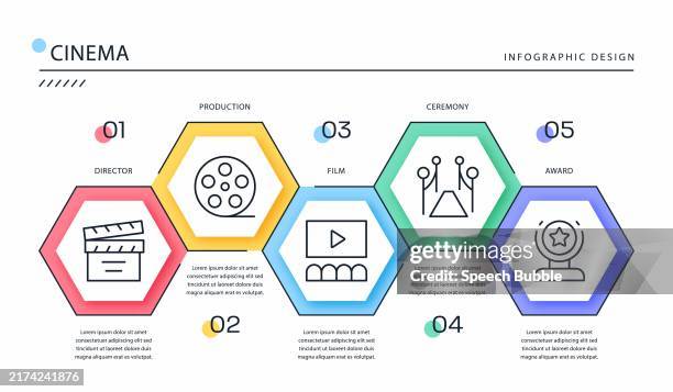cinema infographic template. - editing studio stock illustrations