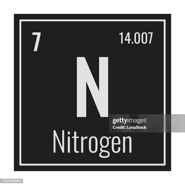 nitrogen symbol. chemical element of the periodic table. vector illustration isolated on white background. glass sign. - nitrogen stock illustrations