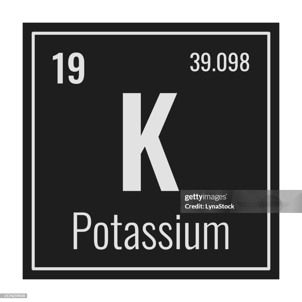 Potassium symbol. Chemical element of the periodic table. Vector illustration isolated on white background. Glass sign.