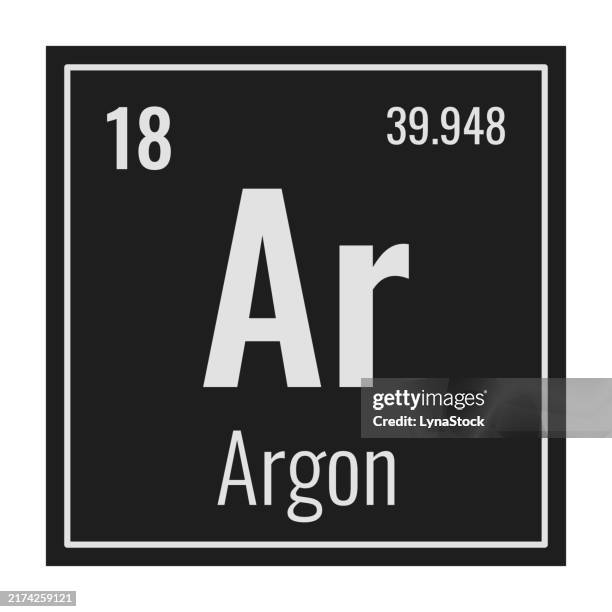 argon symbol. chemical element of the periodic table. vector illustration isolated on white background. glass sign. - argon stock illustrations