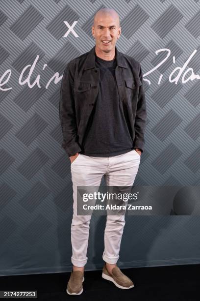 Zinedine Zidane attends the "Montblanc X Zinedine Zidane" photocall at Montblanc on September 24, 2024 in Madrid, Spain.