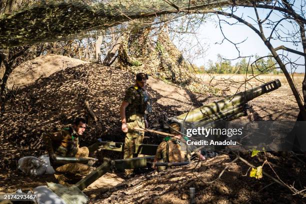 15th brigade artillery unit ready to use Italian Auto Malara MOD 56 howitzer on the zero line of the Pokrovsk front, Ukraine on September 28, 2024.