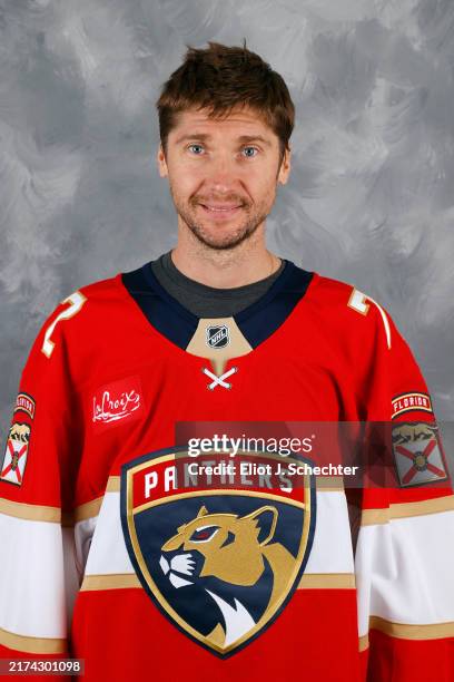 Goaltender Sergei Bobrovsky of the Florida Panthers poses for his official headshot for the 2024-2025 NHL season on September 18, 2024 at the Baptist...