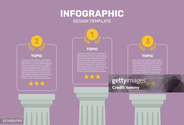 champion infographic design template - 3 pillar vector stock illustrations