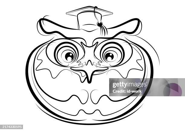 graduate owl head - college student thinking stock illustrations