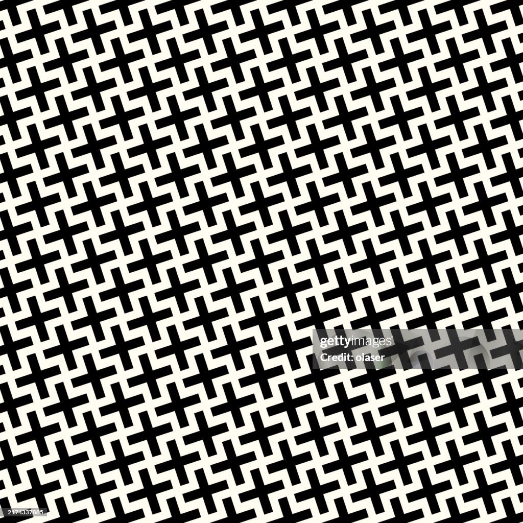 Repeating pattern of tilted plus shapes.