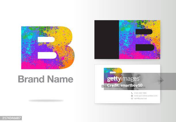 letter b logo design or corporate identity - spray paint font stock illustrations